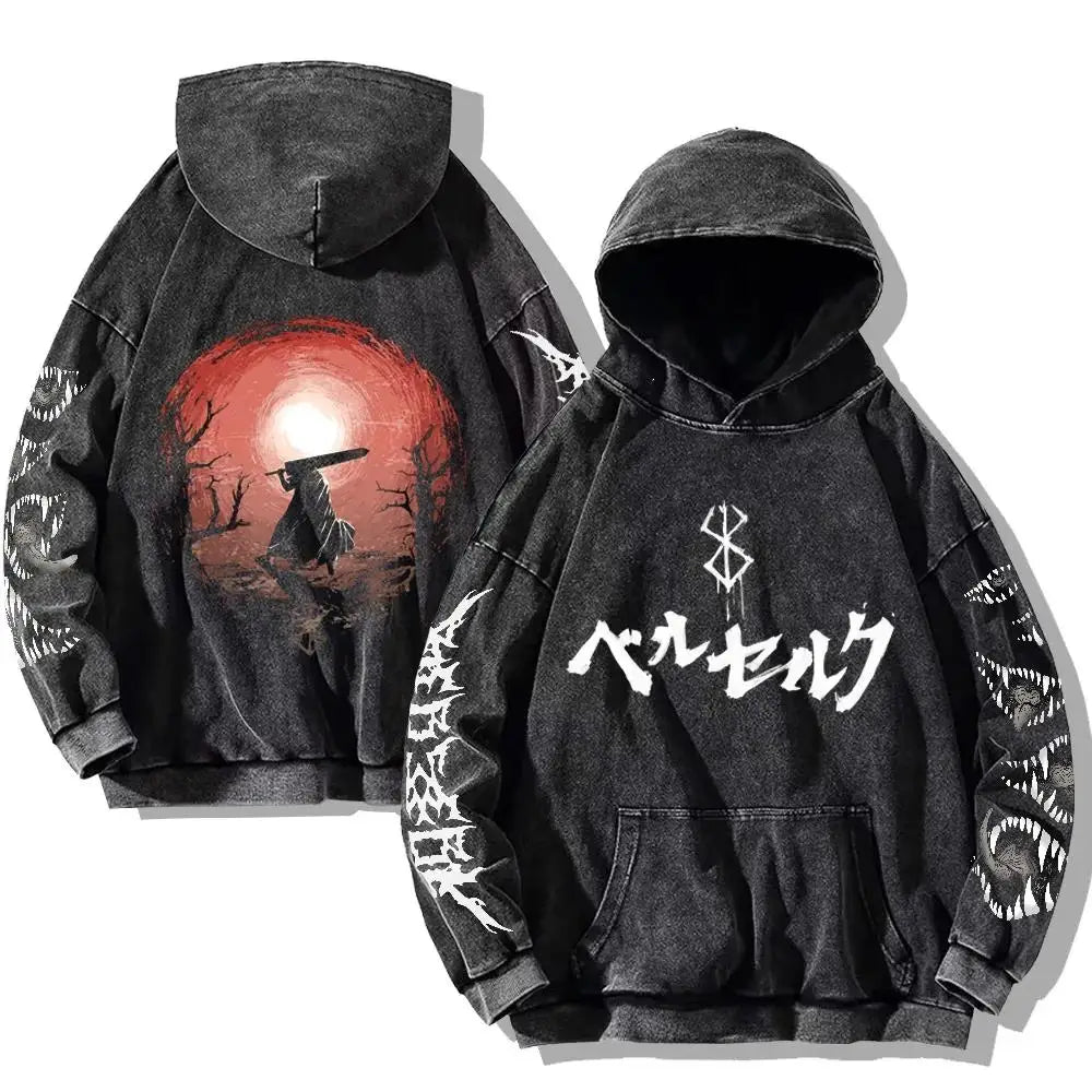 Anime Clothing Guts Cool Graphic Print Hooded Men Women Oversized Hoodies Cooton Casual Sweatshirt Harajuku Streetwear