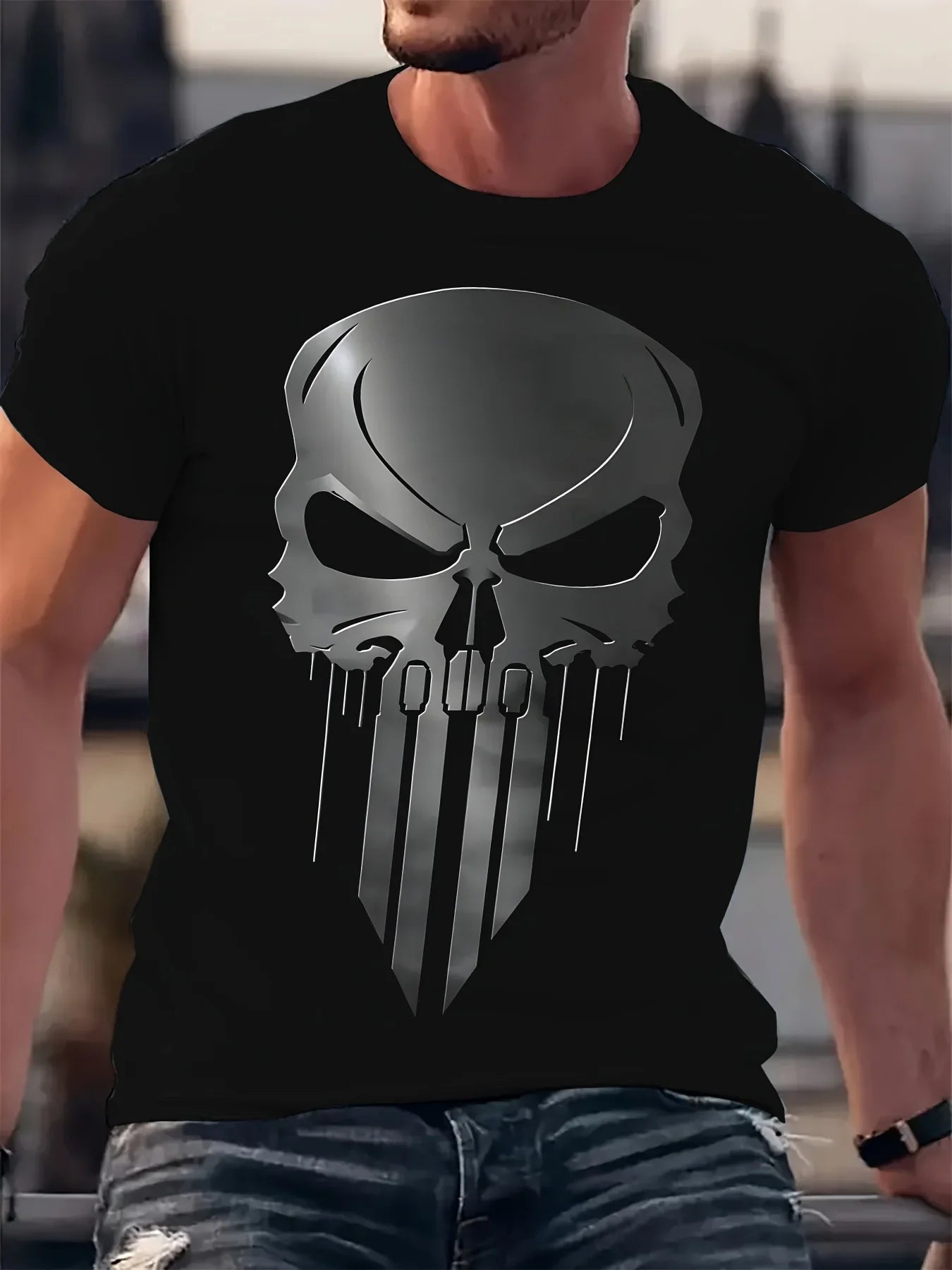 Graphic T-Shirt for Men Skull Tears Design 3D Print Superhero Graphic Tee Comfortable Fit T Shirt