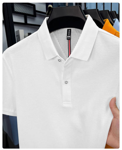 100% cotton short sleeve polo shirt comfortable lightweight high-end brand fashionable simple summer men's casual lapel T-shirt