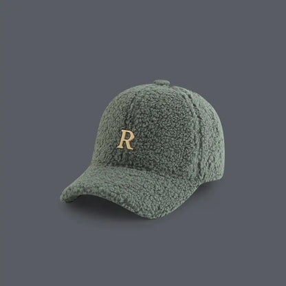 Baseball Cap Winter Hats For Women Men Unisex Letter Metal Logo Imitation Cashmere Keep Warm Simple Casual Winter Cap New Velvet