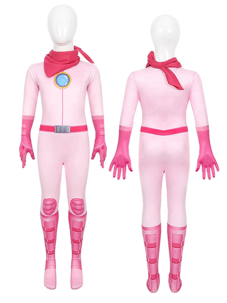 Princess Peach Costume Cosplay Jumpsuits For Girls Birthday Party Easter Carnival Performance Rompers Disguise Pink Clothing