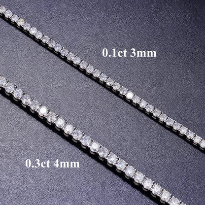 Hidden Spring Buckle Full Moissanite Tennis Bracelet D Color 2/2.5/3/4/5mm Lab Diamond Link Bracelets For Women Man Gift