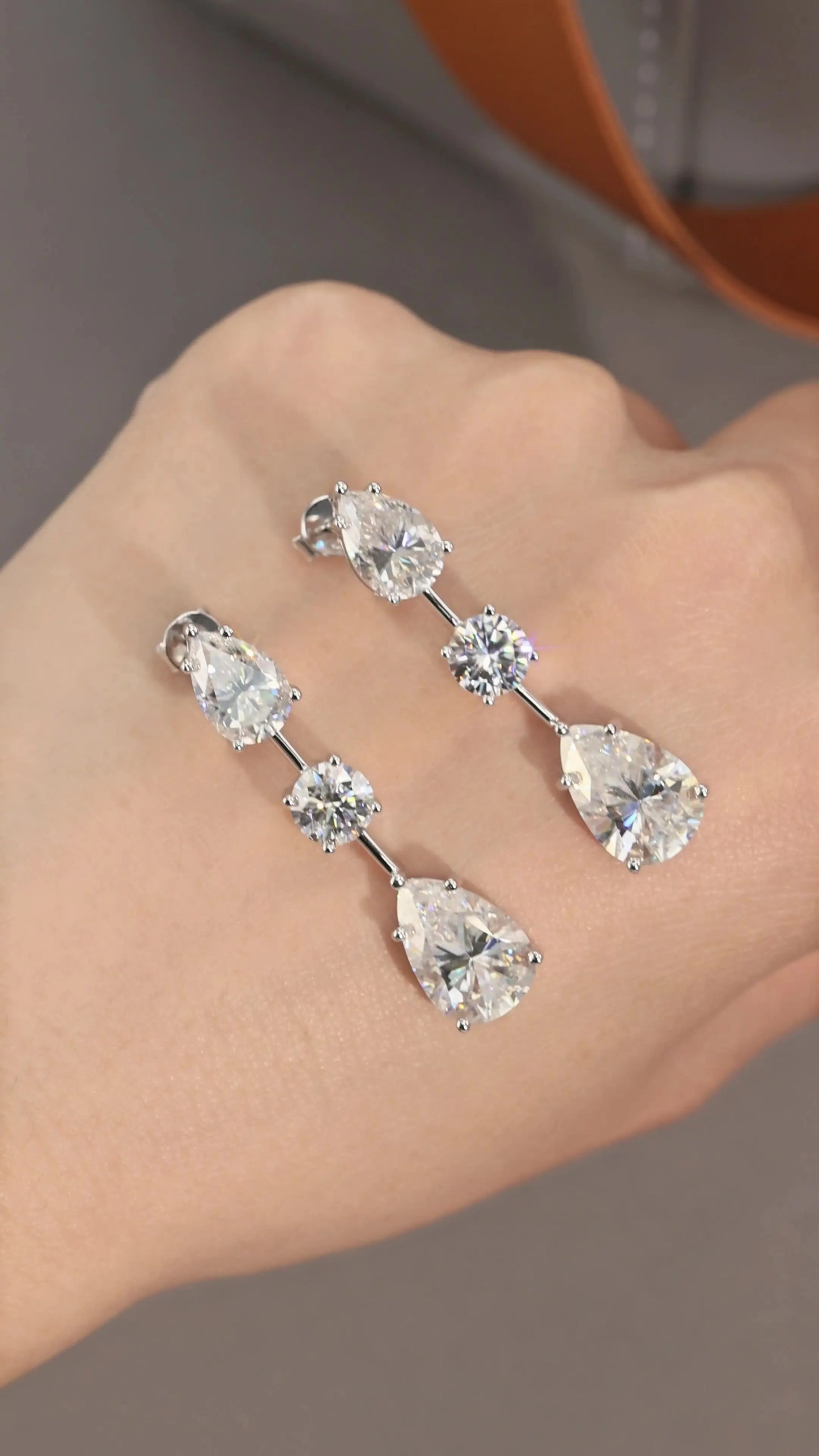 Full D Color Moissanite Drop Earrings 100% S925 Sterling Silver Fine Jewelry for Women Wedding Party