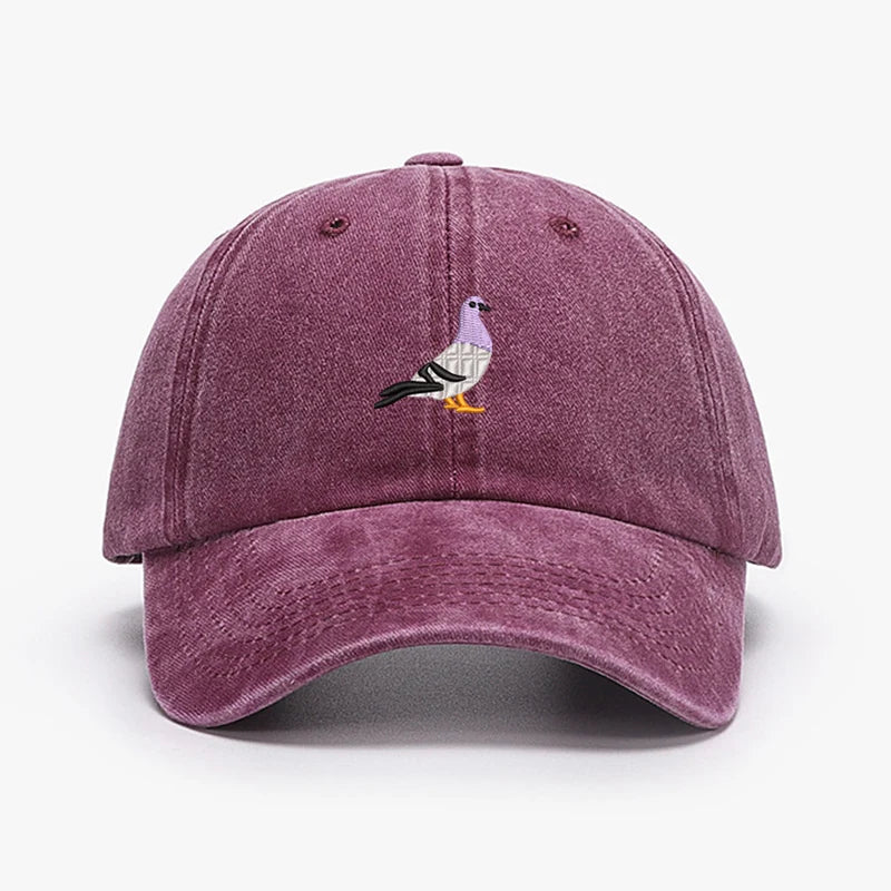 Embroidery Pigeon Design Spring vintage Baseball caps Men Women Water Washed Sunscreen Sun Hat Sports Fishing Sunshade Dad Hat
