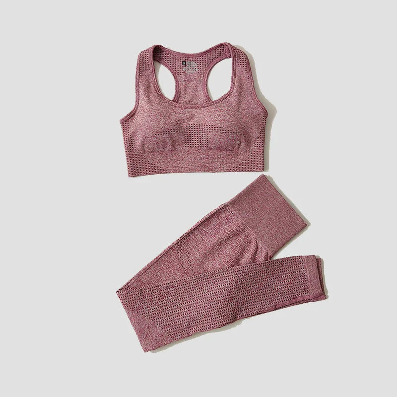 Women Seamless Yoga Set Fitness Sports Suits Gym Clothing Long Sleeve Crop Top Shirts High Waist Running Leggings Workout Pants
