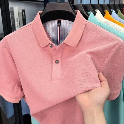 100% cotton short sleeve polo shirt comfortable lightweight high-end brand fashionable simple summer men's casual lapel T-shirt