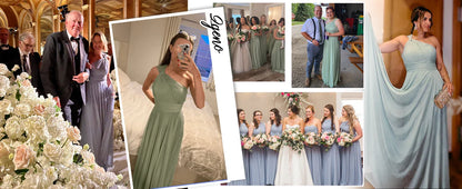 Vestidos de Daminha de Um Ombro para Mulheres Vestido de Noite Formal Longo de Chiffon Plissado Vestidos de Madrinha para Casamentos