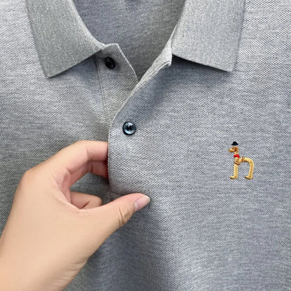 100% Cotton Luxury Brand Men's Polo Shirt Exquisite Dog Embroid Long Sleeve Fashion Quality Lapel T-Shirt Business Casual Menswear