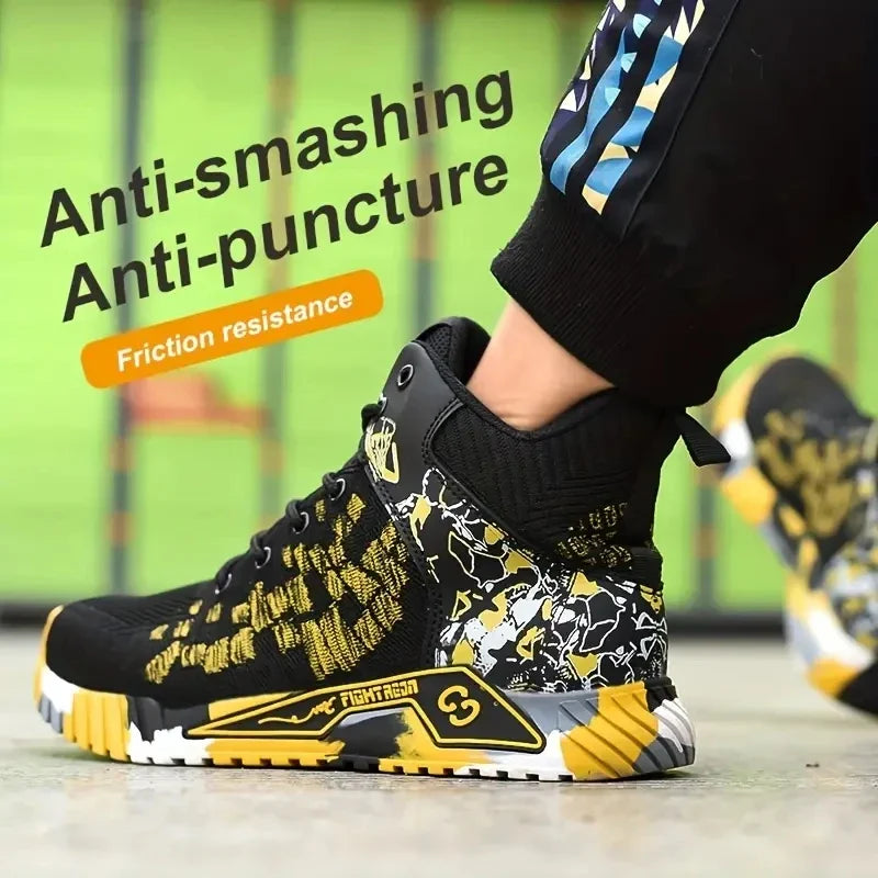 Indestructible Steel Toe Safety Shoes Anti-Puncture Men's Work Shoes Lightweight Slip Resistant Abrasion Resistant Work Boots