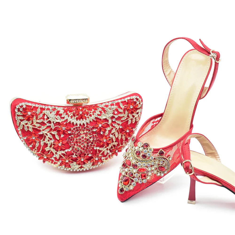 Latest Party Shoes and Bags To Match for Nigerian Wedding Pumps Bride Luxury African Shoe and Bag Set for Party in Women