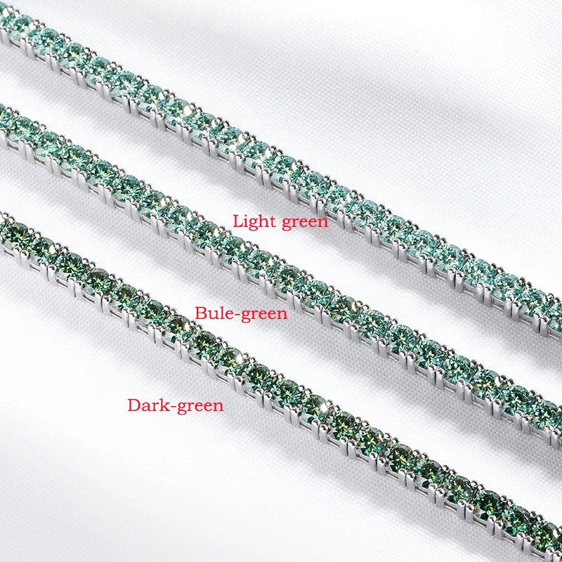 3/4mm GRA Certified Full Green Moissanite Tennis Bracelet for Women 18K Plated Lab Diamond 925 Silver Bracelet Men