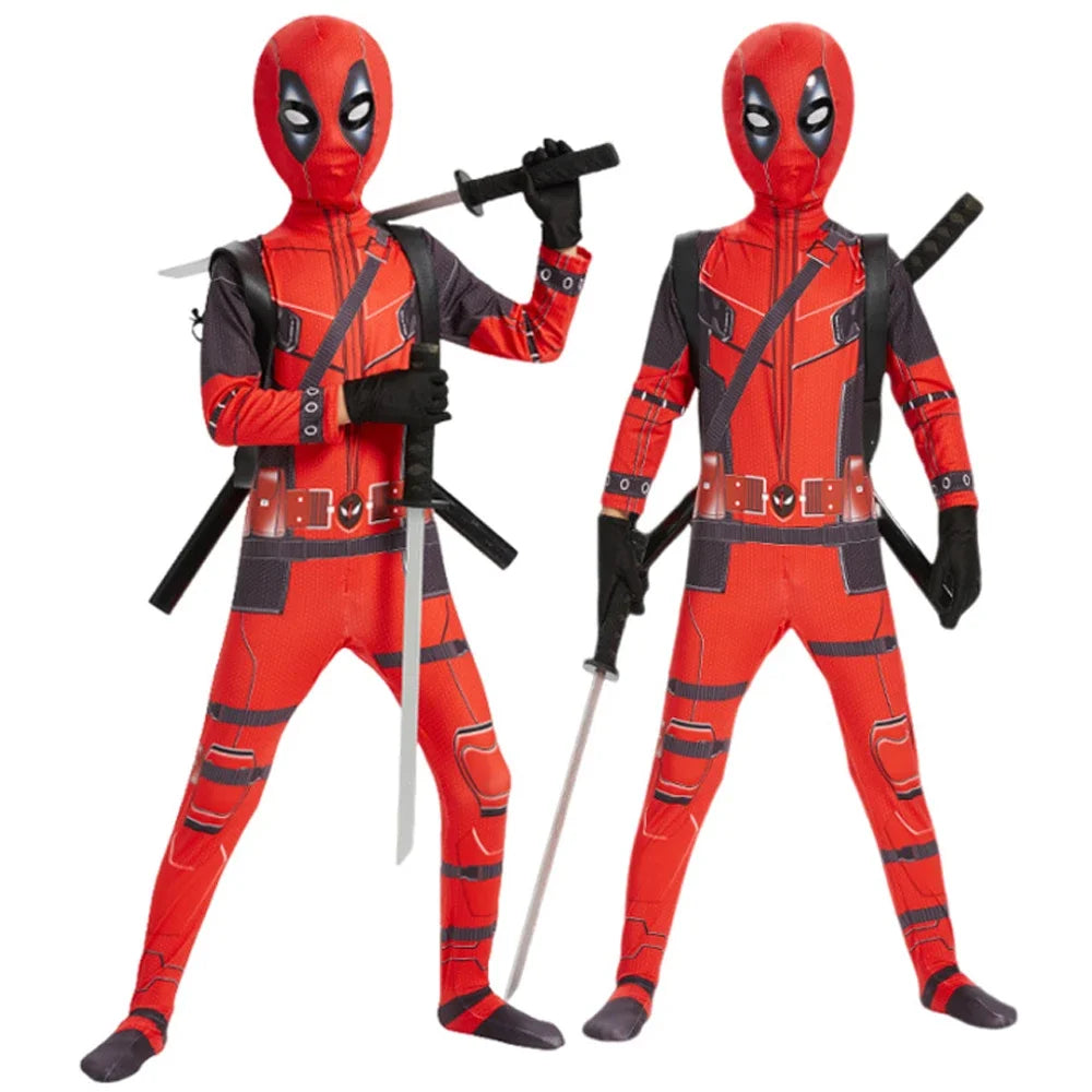Adult Deadpool Costume Deadpool Kids Suit Cosplay Mask Suit Superhero Child Jumpsuit Halloween Costume Child Jumpsuit Kid Set