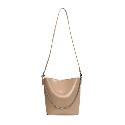 New Women's Large Capacity Bucket Bags with Wide Shoulder Strap Single Shoulder Handbag Drawstring Handheld Crossbody Bags