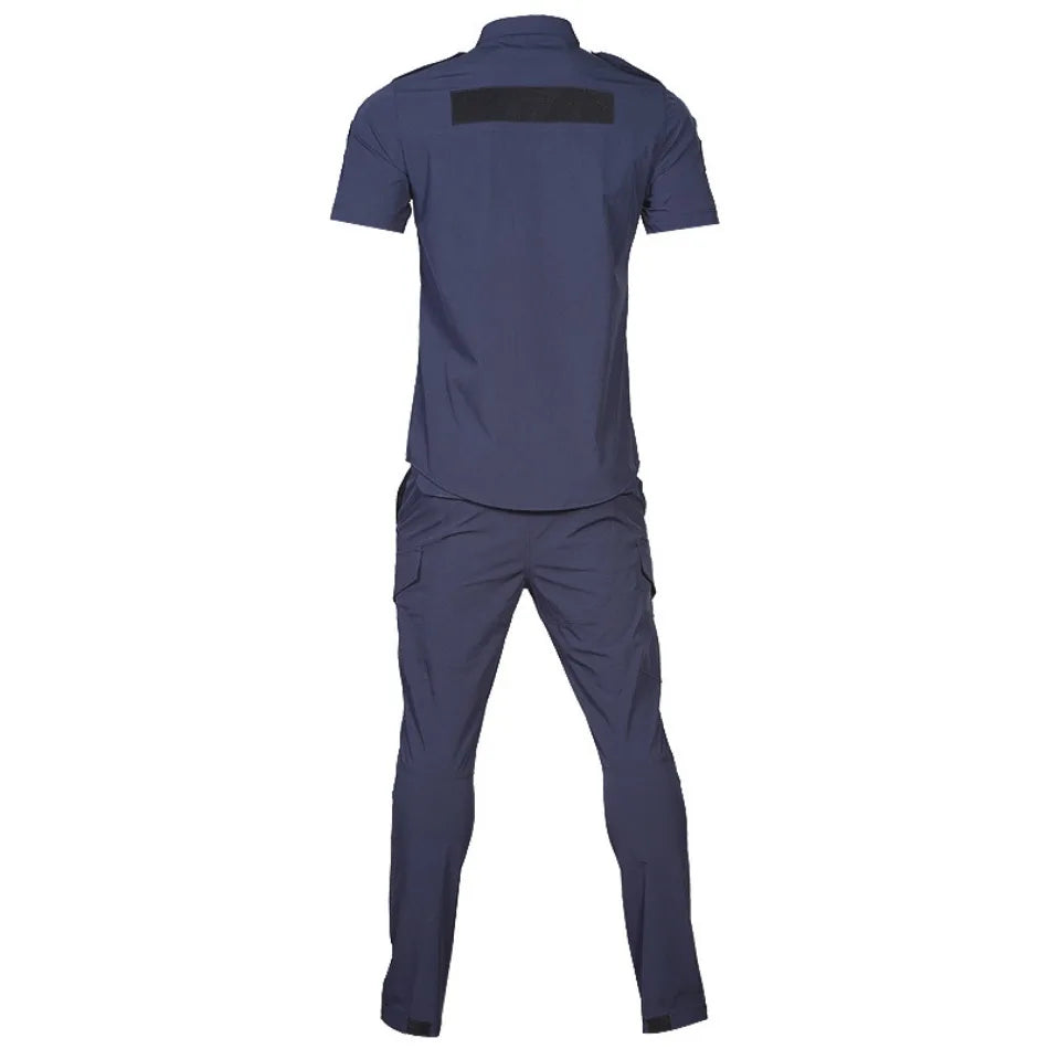 Quick Drying Workwear Suit Men Combat Elastic Tactical Training Set Multi Pocket Man Security Staff Uniform Cargo 2pcs Suits