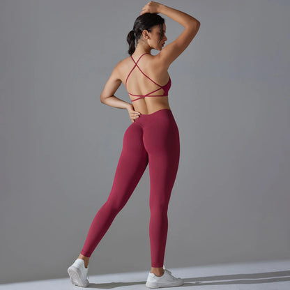 Ribbed Set Woman 2 Piece Seamless Yoga Set Gym Wear Push Up Sports Bra Leggings For Women Workout Outfit Sportswear Tracksuit