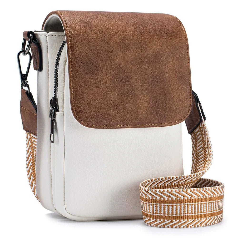 Fashionable New Retro Pu Leather Women's Wide Shoulder Strap Single Shoulder Crossbody Bag with Lid Small Square Bag