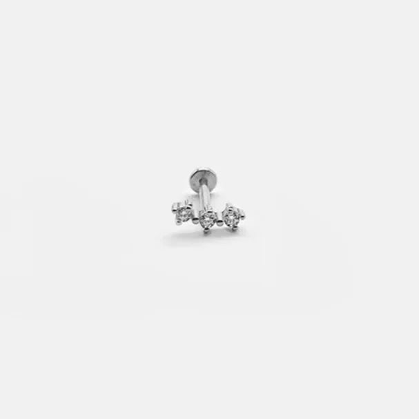 1PC Four Pointed Star Moon Tassel Lotus Cartilage Spiral Puncture 925 Sterling Silver Stud Earring For Women Ins Earring