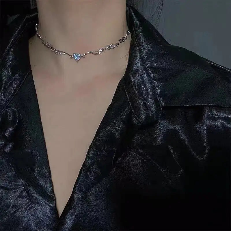 Heart Shape Pendant Necklaces Silver Color 5A Cubic Zirconia Minimalist Style Clavicle Chain Women And Girl Jewelry