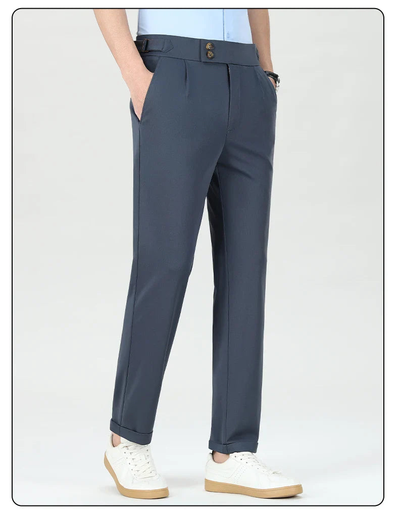 Mens Dress Pants Elastic Business Casual Pants Groom Wedding Party Formal Pants for Men Office Commute Pants