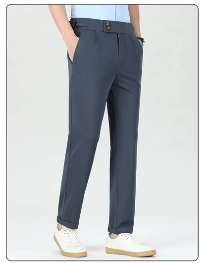 Quality Mens Business Casual Pants Elastic Dress Pants Stretch Golf Pants Black Grey Beige Summer Spring Pants