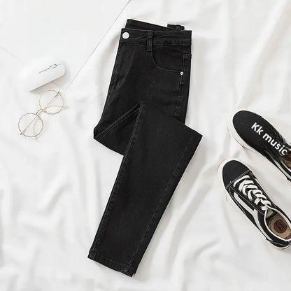 Black Grey Jeans Women's Slimming Cropped Pants