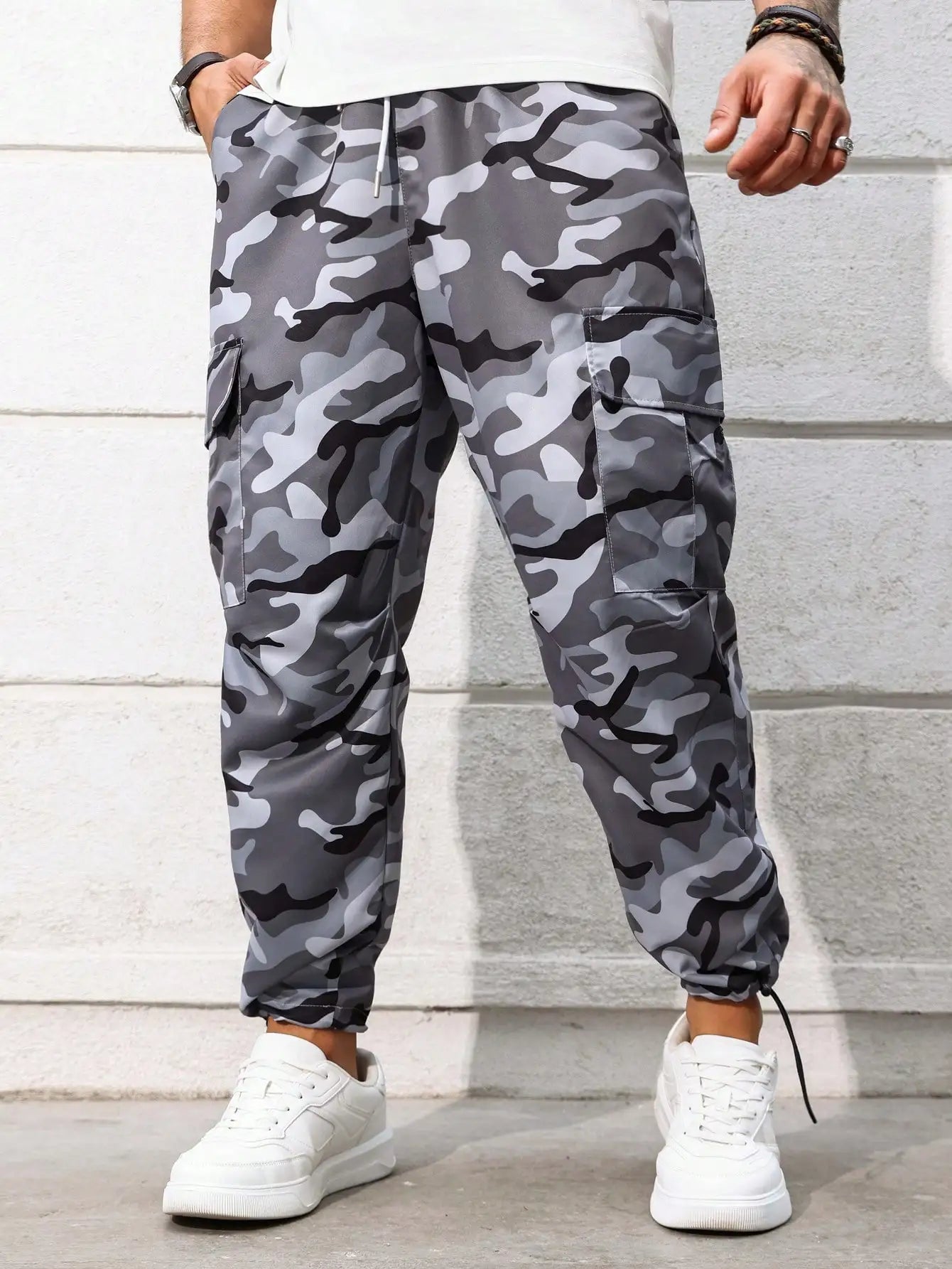 plus Size Men's Camouflage Casual Work Pants Suitable for Outdoor Streetwear Trend Long Trousers