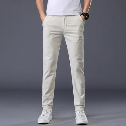7 Colors Summer Thin Men's Casual Pants Stretch Cotton Slim Fashion Business Trousers High Quality Male Clothes