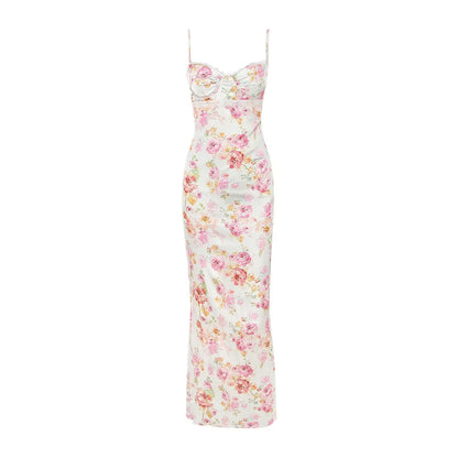 Summer Spaghetti Strap Floral Print Party Dresses Elegant Maxi Bodycon Wedding Guest Holiday Dress New In Dress 2023