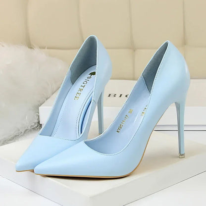 Plus Size 34-43 Woman Classic Concise 7.5cm 10.5cm High Heels Lady Elegant Colorful Pumps Scarpins Yellow Mid Low Heels Shoes