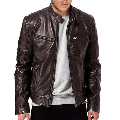 Jaquetas de Couro Masculinas 2024 Jaquetas Casuais de Motocicleta Masculinas Casaco de Motocicleta Slim Fit com Lapela Jaquetas de Couro PU Outono Casaco de Couro Masculino Anti-vento