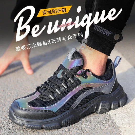 Safety Shoes Lightweight Steel Toe Anti Smashing Piercing Women's Men's Work Sneakers Reflective Indestructible Protective Boots