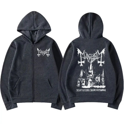 Mayhem De Mysteriis Dom Sathanas Album Zipper Hoodies Death Metal Gothic Zip Up Hoodie Men Women Oversized Fleece Hoody Jacket