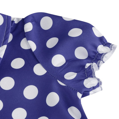 New Fashion Kids Dress For Girls Polka Dot Short-sleeved Children Dress With Baby Collar Daily Girls Casual Costume