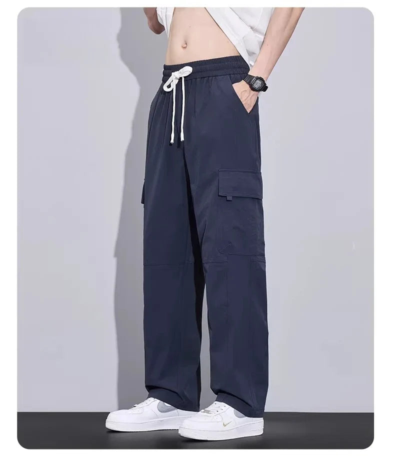 Brand Clothing Spring Summer Men's Cargo Pants Loose Straight Parachute Pants Sport Casual Long Trousers Male