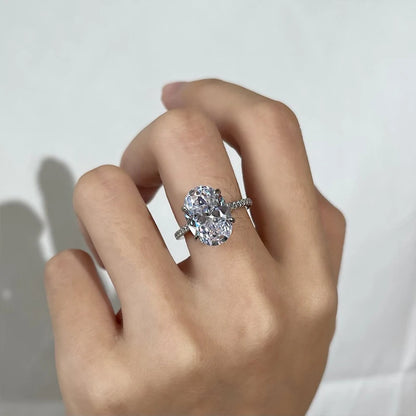3ct Oval Cut Moissanite Lab Diamond Rings for Women 925 Sterling Silver Proposal Ring Wedding Engagement Band Jewelry
