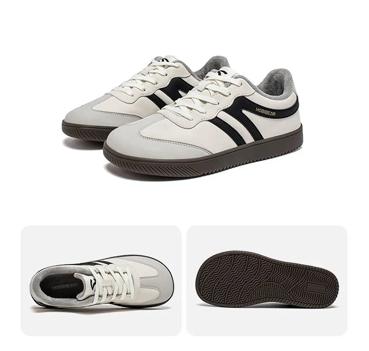 Wide Toe Shoes Unisex Artificial Leather Faux Fur Lined Sneakers Casual Retro Lace Up Shoes for Women Men