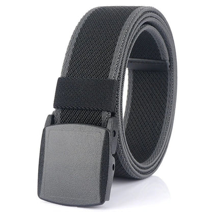 Metal Free Men's Elastic Belt Strong Engineering Plastic Quick Release Nylon Buckle Unisex Stretch Belt Outdoor Girdles