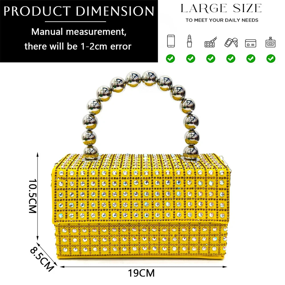 Nigerian Heel Party for Women Yellow Shoes and Bag Set Rhinestone Handbag Italian Design Wedding