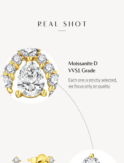 Pear Cut 4*3mm Full Moissanite Stud Earrings for Women Sparkling Wedding Party Earring 925 Sterling Silver Fine Jewelry