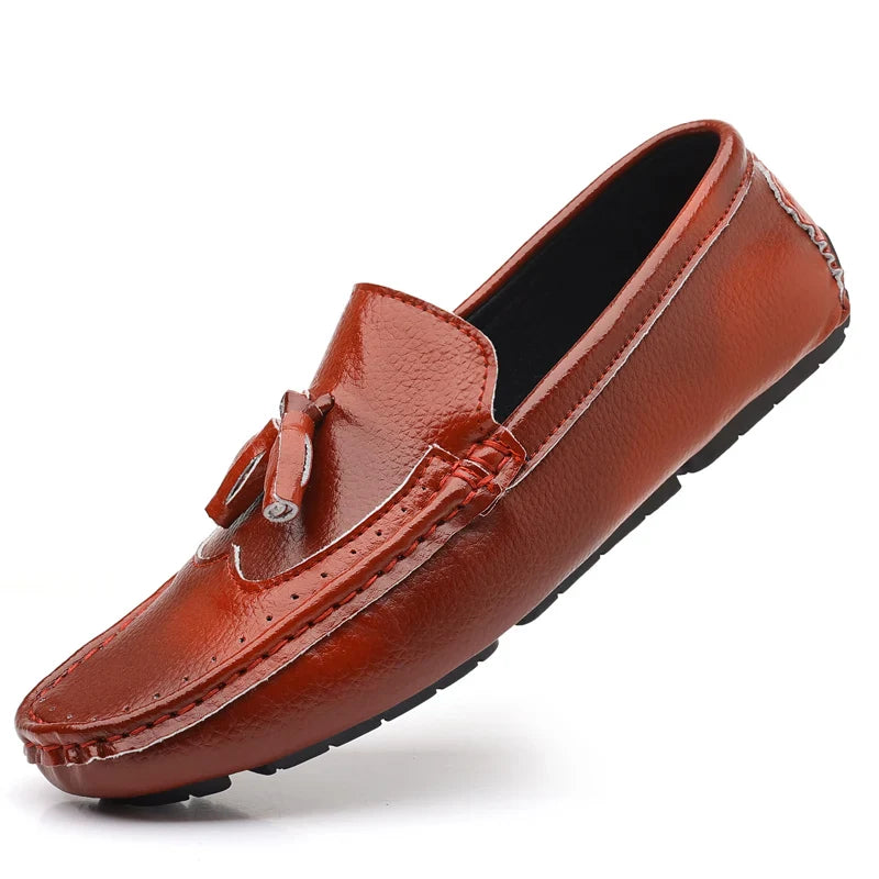 Sapatos Masculinos Loafers Confortáveis Slip-on Mocassins para Dirigir Calçados Masculinos Marca Marrom de Couro Sapatilhas Casuais para Homens