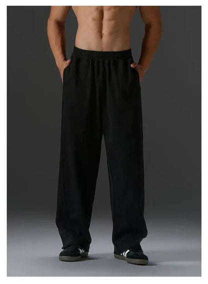 Hot sell Men's Solid Color Blend Sports Pants Elastic Waist Casual Loose Jogging Trousers for Daily Wear And Running
