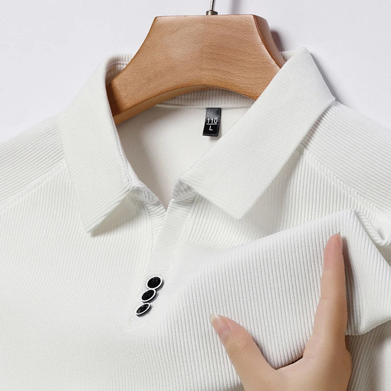 High quality brand long sleeve men's polo shirt autumn fashion customization high-end slim fit top casual business T-shirt