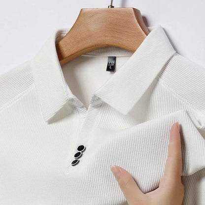 High quality brand long sleeve men's polo shirt autumn fashion customization high-end slim fit top casual business T-shirt
