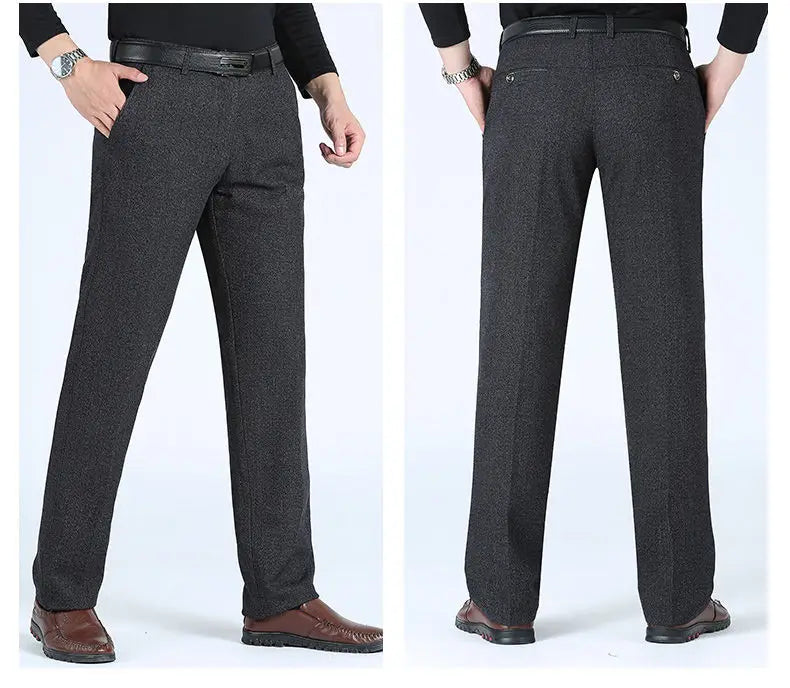 Autumn Summer New Men's Slim Business Pants Fashion Stretch Thicken Casual Trousers Brand Solid Pant Black Navy Plus Size GOZBKF
