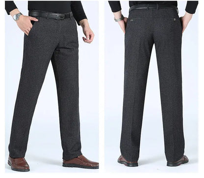 Autumn Summer New Men's Slim Business Pants Fashion Stretch Thicken Casual Trousers Brand Solid Pant Black Navy Plus Size GOZBKF