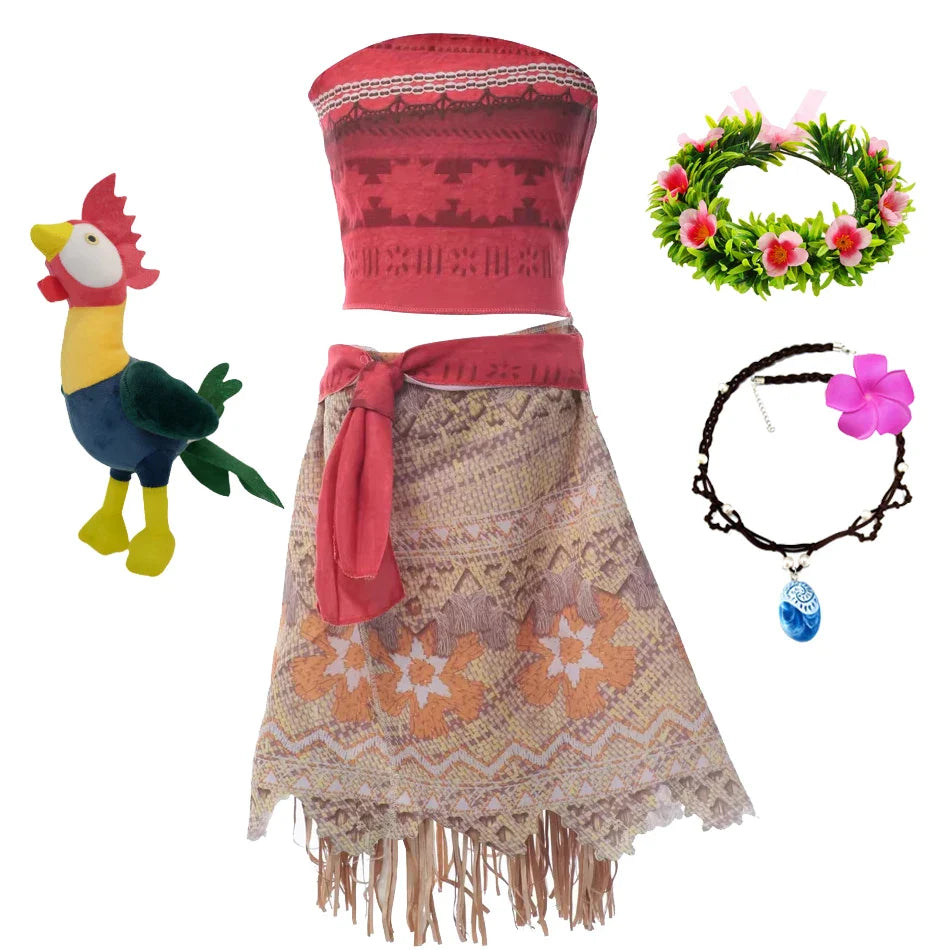 2024 New Movie Moana 2 Girl Dress Halloween Party Costume Princess Fancy Clothes Children Vaiana Outfit Dress