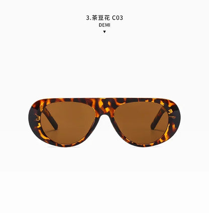 Vintage Oversized Oval Sunglasses Women Men New Fashion Wide Leg Leopard Red Gradient Sun Glasses Ladies Trendy Sexy Shades