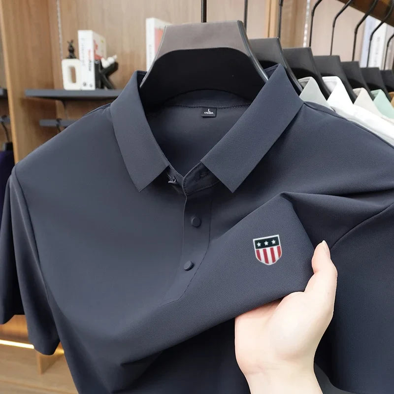 New Polo Shirt For Man Summer Short Sleeves Lapel Printing Trend Brand T-Shirt Business Leisure Ventilate Versatile Men's Wear