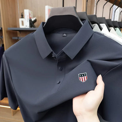 New Polo Shirt For Man Summer Short Sleeves Lapel Printing Trend Brand T-Shirt Business Leisure Ventilate Versatile Men's Wear