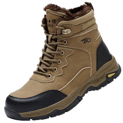 Insulated Anti Smashing  Anti Stabbing Welding Shoes for Safety Work Electricians Use Plush and Thickened Labor Protection Shoes